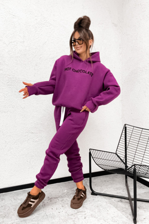 Dres bawełniany hot chocolate hoodie śliwka