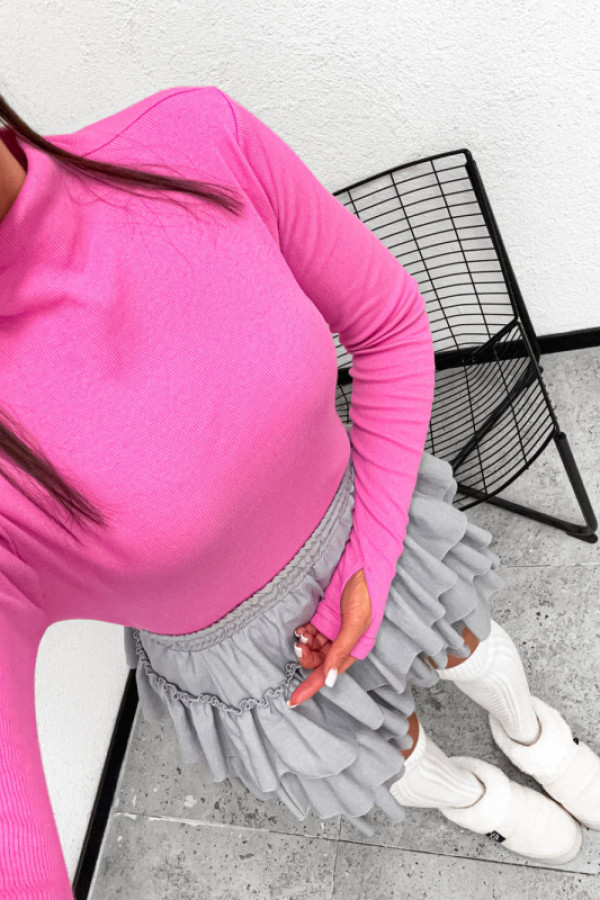 Bluzka półgolfik prążek basic classical pink