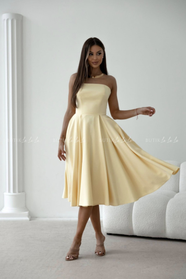 Sukienka rozkloszowana jasno żółta mufina