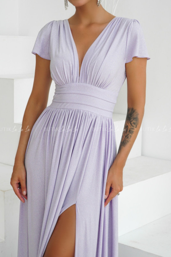 Sukienka maxi brokatowa liliowa gabriela