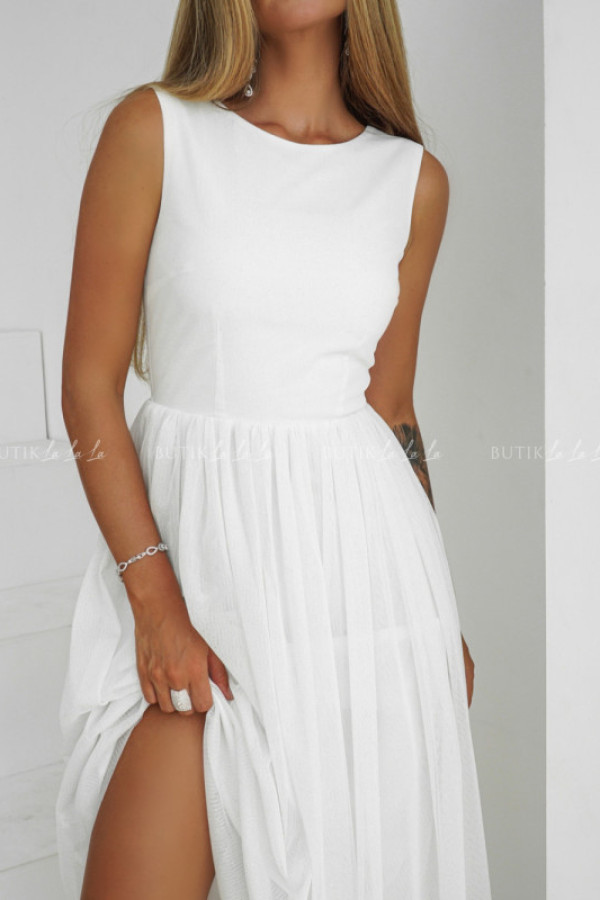 Sukienka tiulowa midi biala alex
