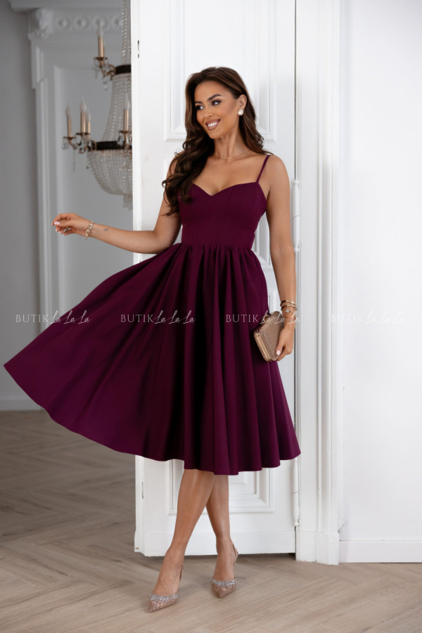 Sukienka midi burgundowa norway