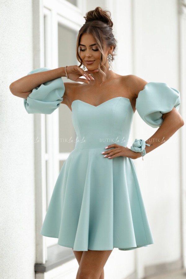 Sukienka mini z rękawami miętowa bridget