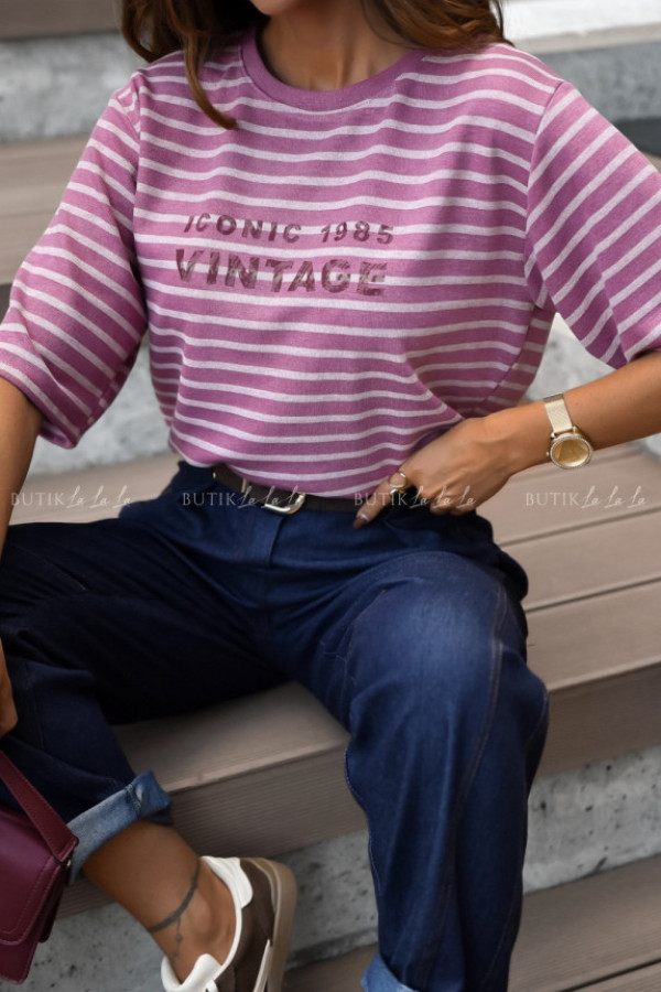 Bluzka różowa w paski stone