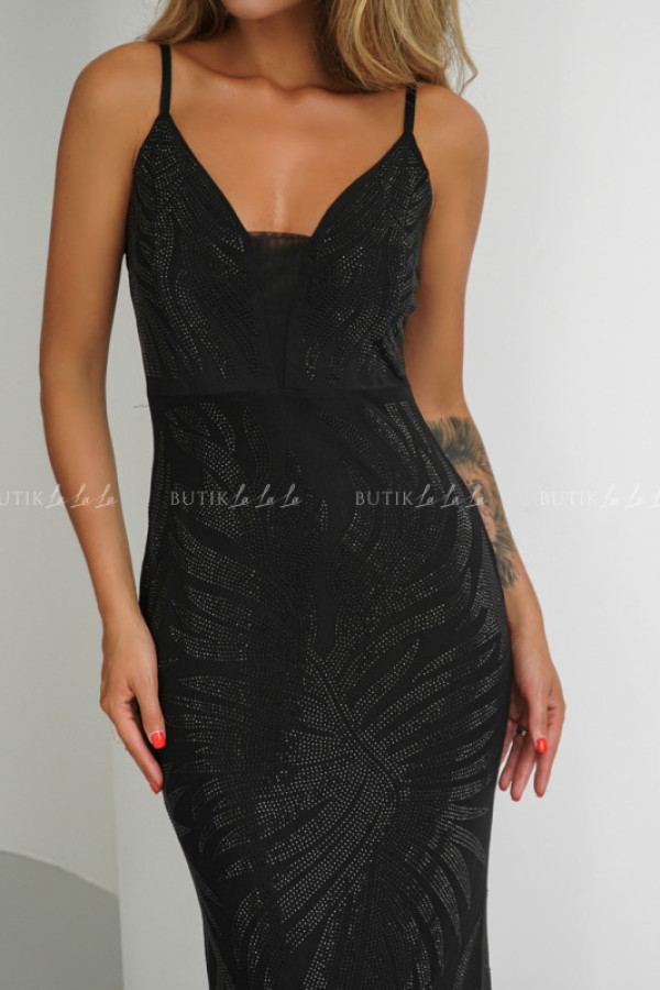 Sukienka maxi z czarnymi cyrkoniami venissa