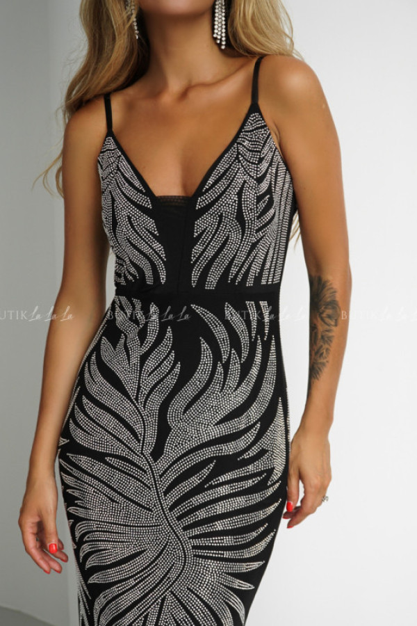 Sukienka maxi z srebrnymi cyrkoniami venissa