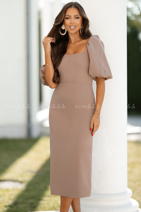 Sukienka midi jasno brązowa filharmony