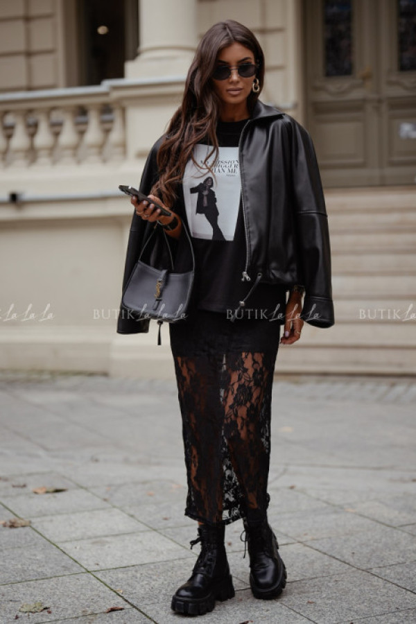 Kurtka z eko skóry czarna sunnie