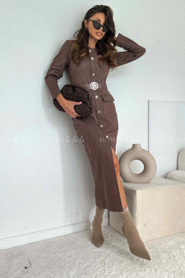 Sukienka dopasowana czekoladowa belgium