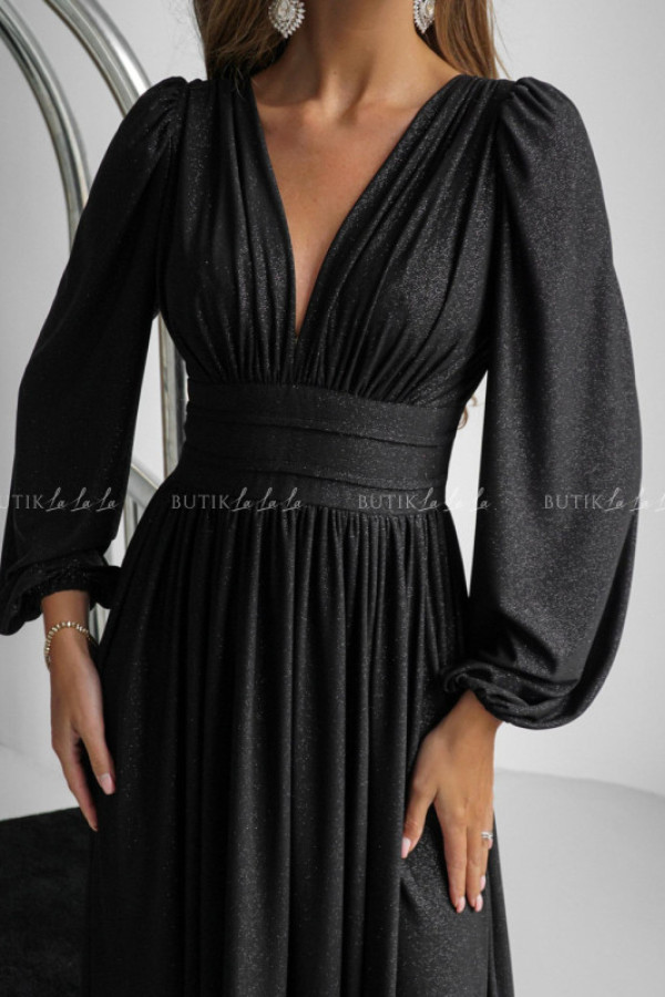 Sukienka midi brokatowa czarna klara