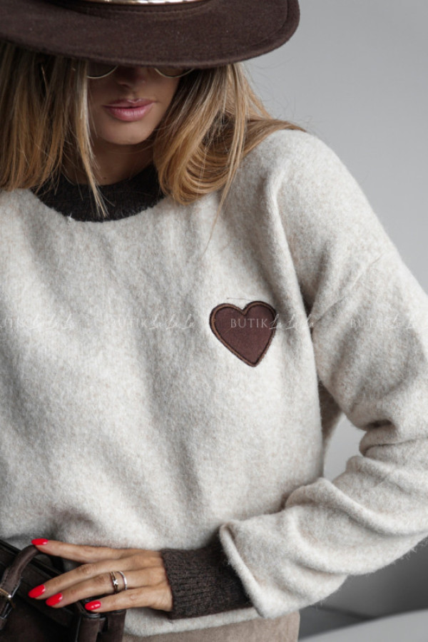 Sweter beżowy heart