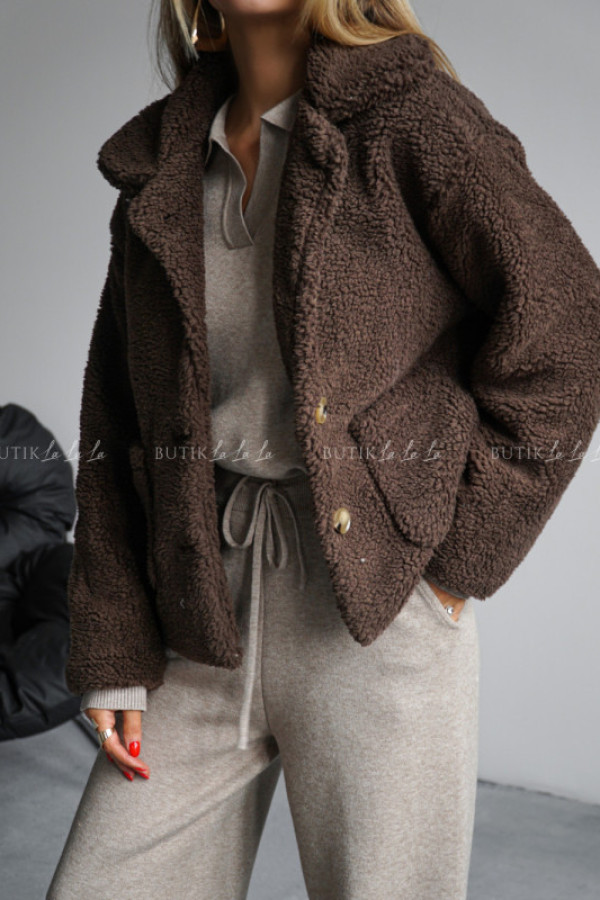 Kurtka typu futro brązowa lambi