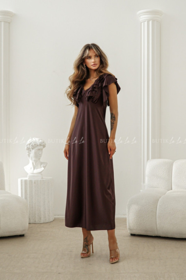 Sukienka maxi satynowa brązowa esme
