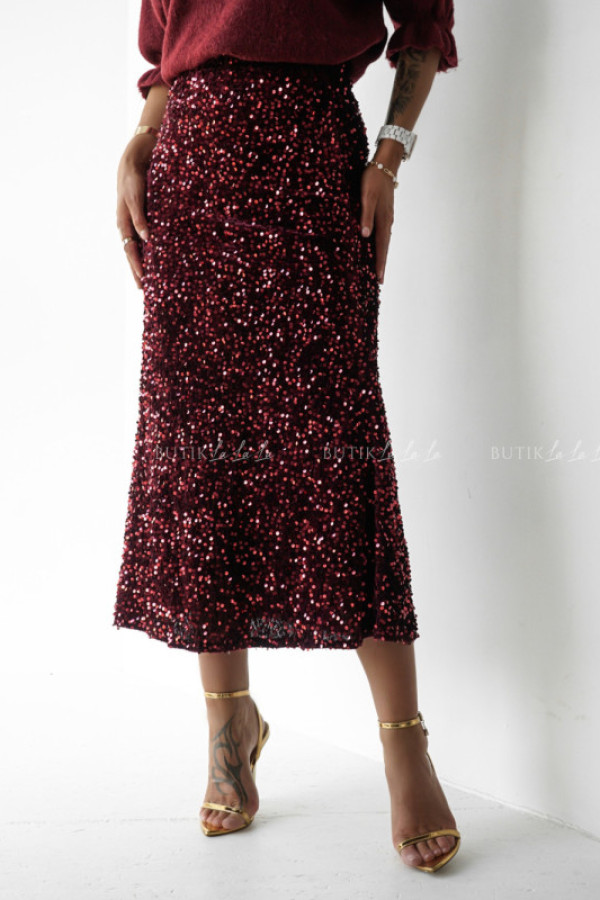 Spódnica cekinowa bordowa flamentino