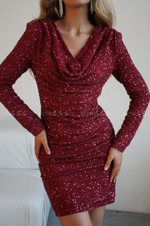 Sukienka cekinowa bordowa nicolle