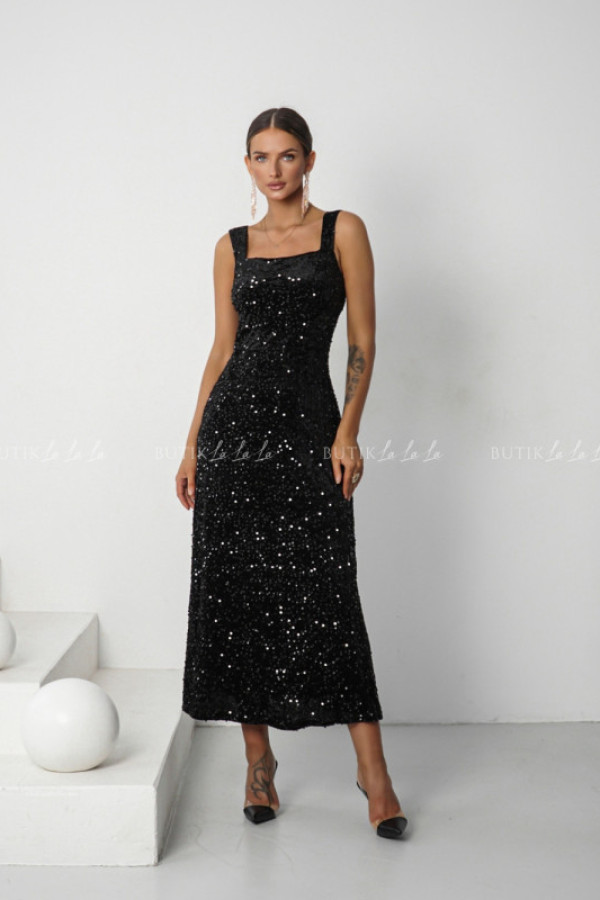 Sukienka cekinowa czarna labelli
