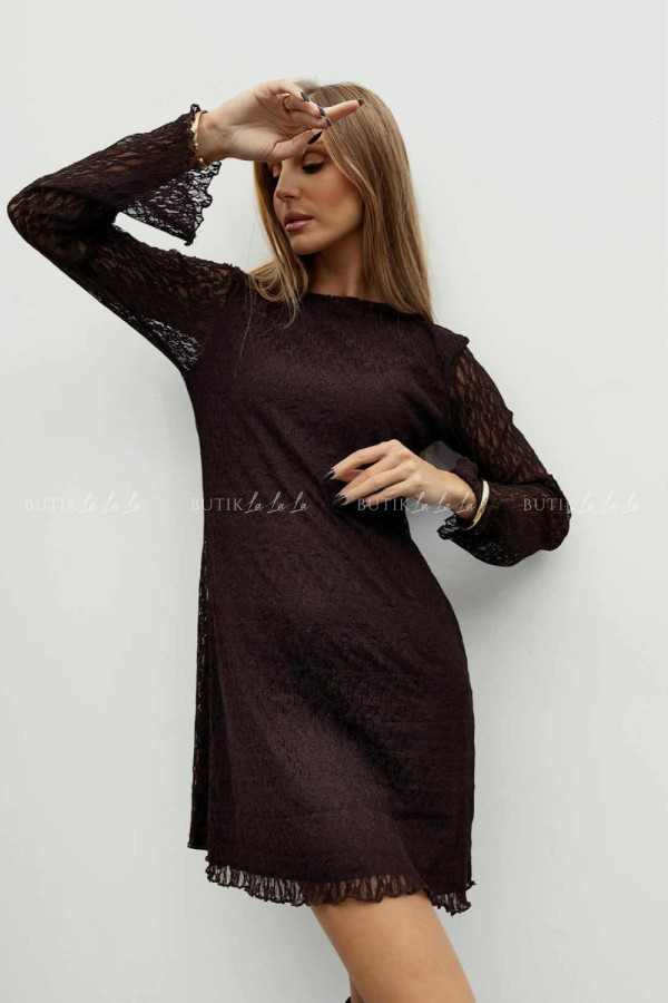 Sukienka koronkowa brązowa billie