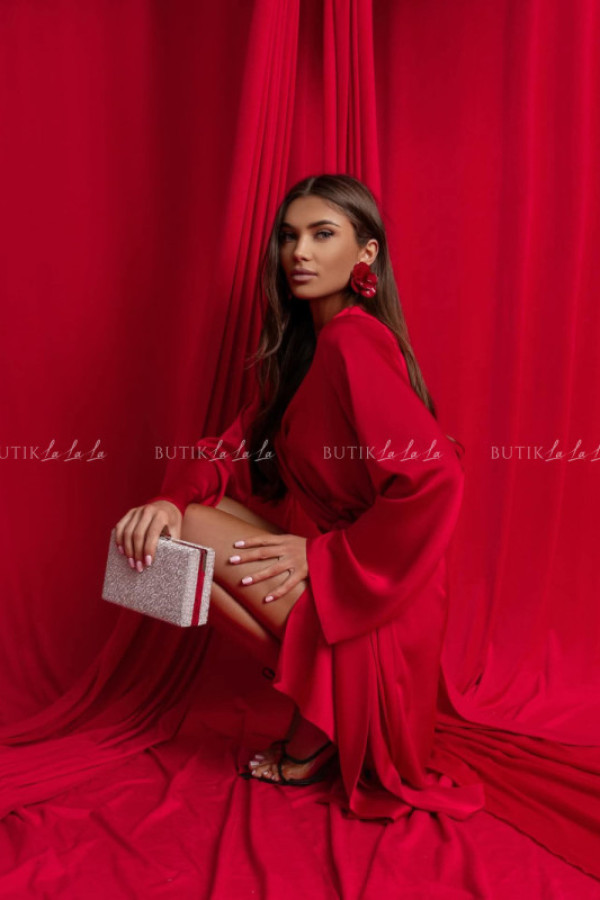 Sukienka satynowa czerwona selena