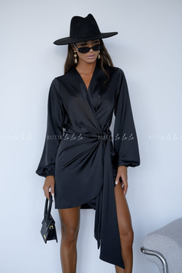 Sukienka satynowa czarna selena
