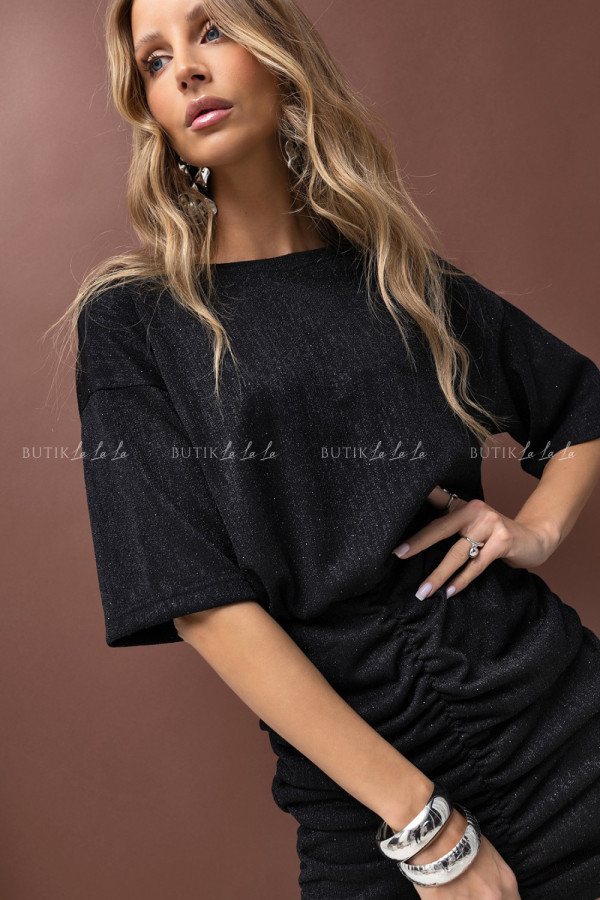 Sukienka połyskująca czarna medioli