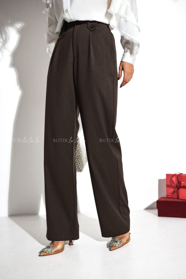 Spodnie brązowe w paski trico