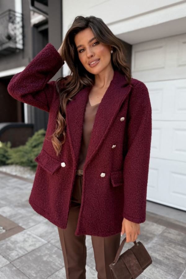 Płaszcz buklowy bordowy jenna