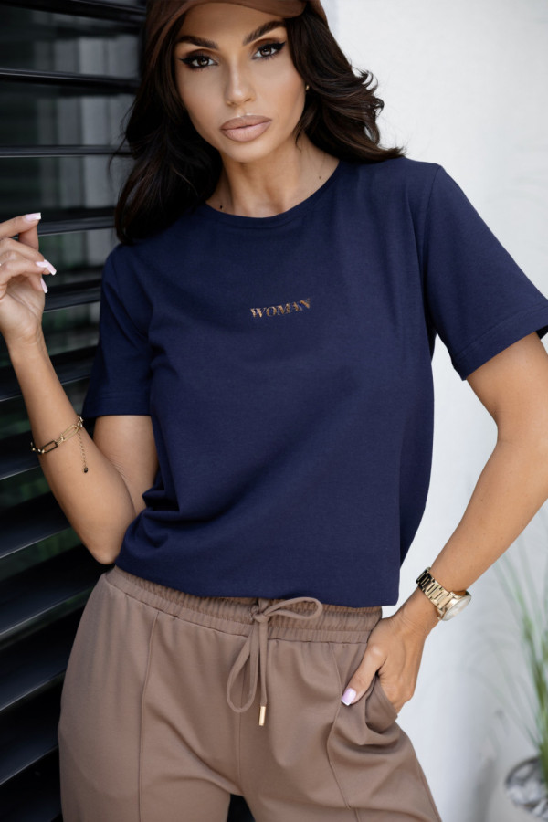 T-shirt bawełniany granatowy woman