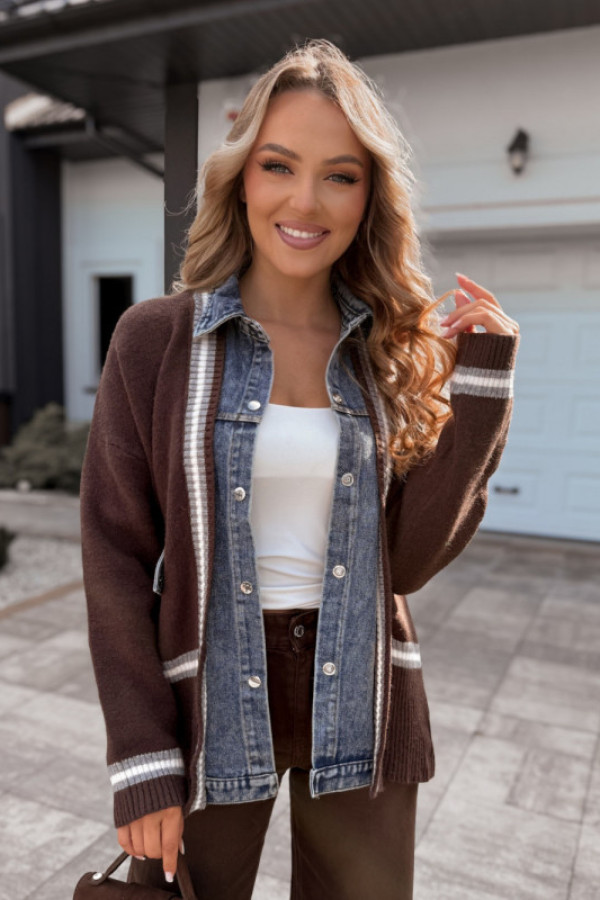 Kurtka dżinsowo-swetrowa czekoladowa joelle