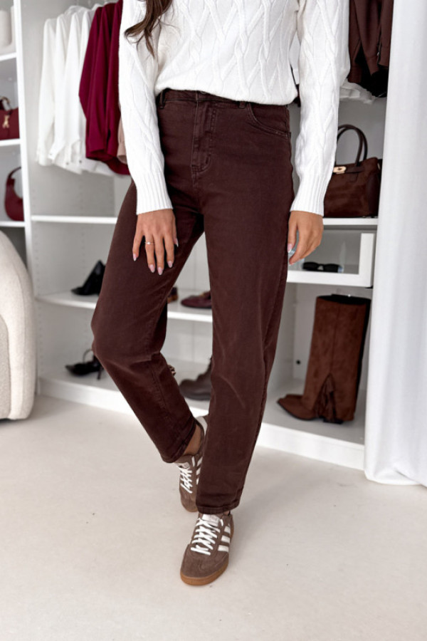 Spodnie jeansowe balloon czekoladowe