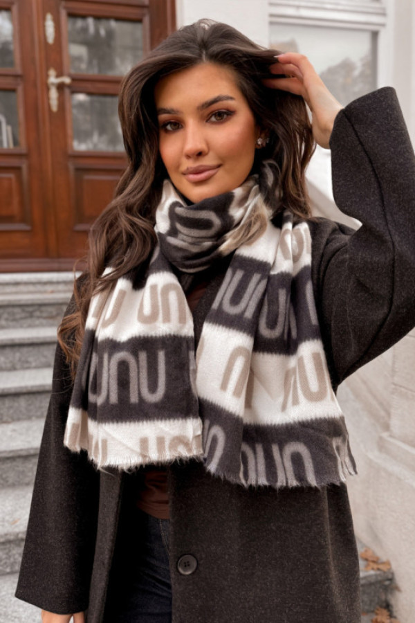 Szal mura śmietanka czarny