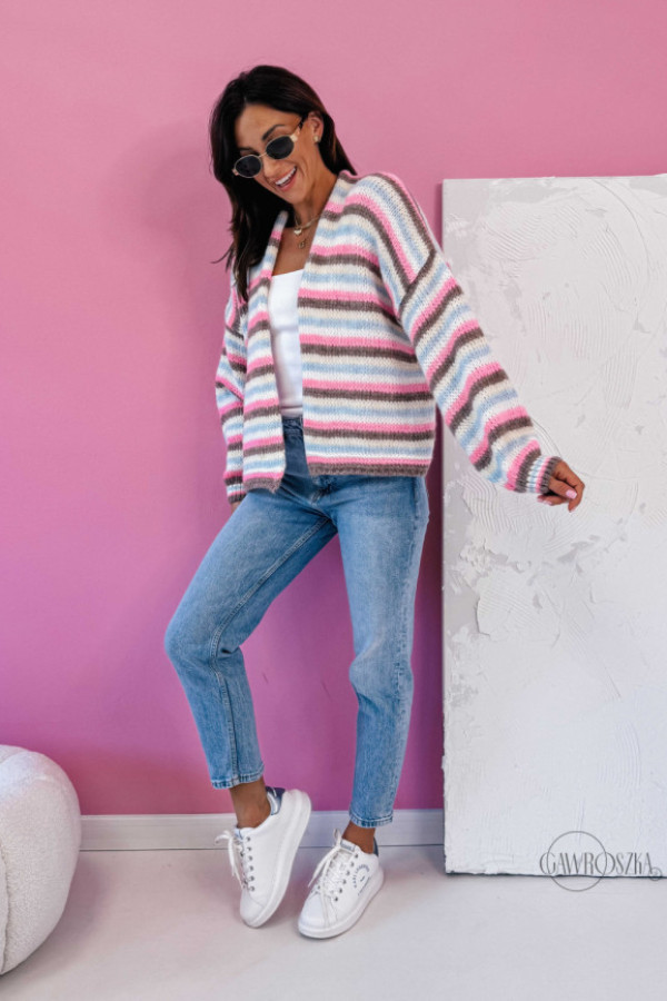 Krótki kardigan pinacolada - kakao-baby róż