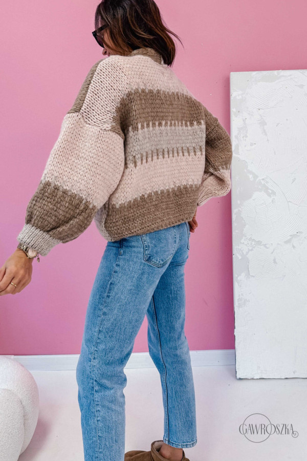 Kardigan aurora - latte puder róż