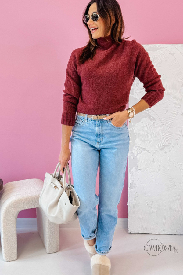 Półgolf baby alpaca - bordo