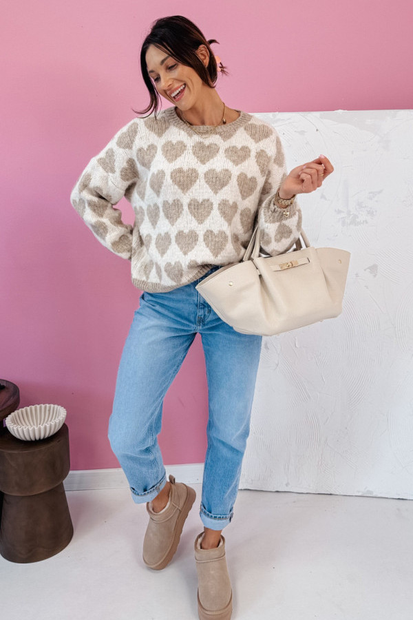 Sweter musk ii w serca - beż