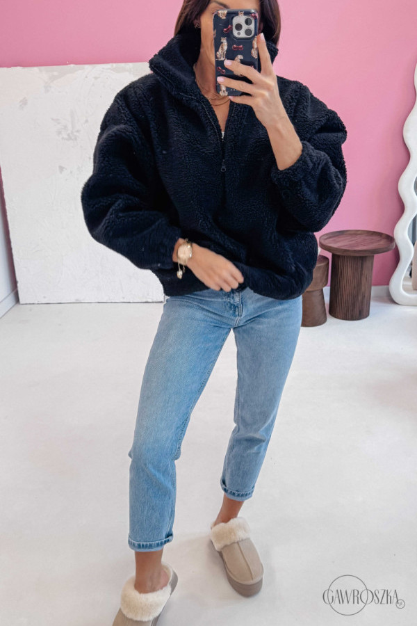 Kurtka kangurka teddy - czarny