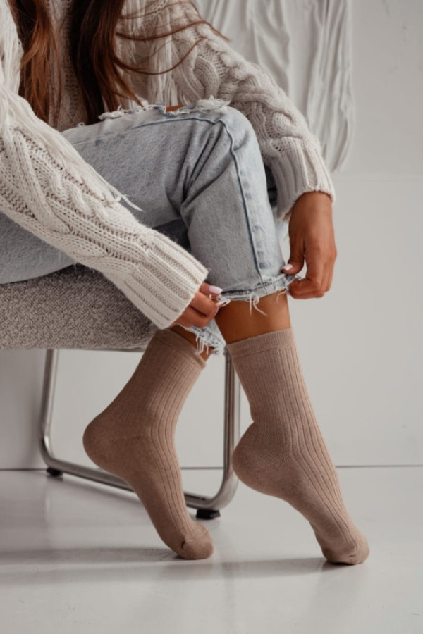 Skarpetki z pełną frotta - beżowe