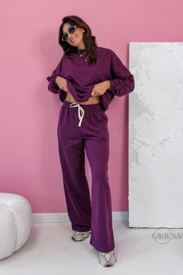 Spodnie dresowe prosta nogawka chandal - śliwka