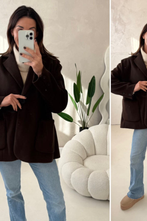 Marynarka bawełniana over - czekoladowa