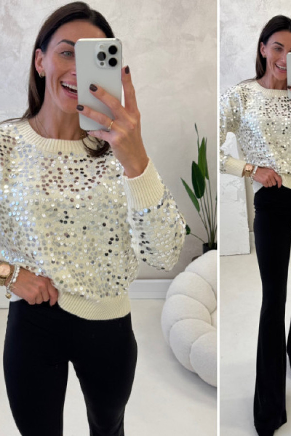 Sweter srebrne cekinki