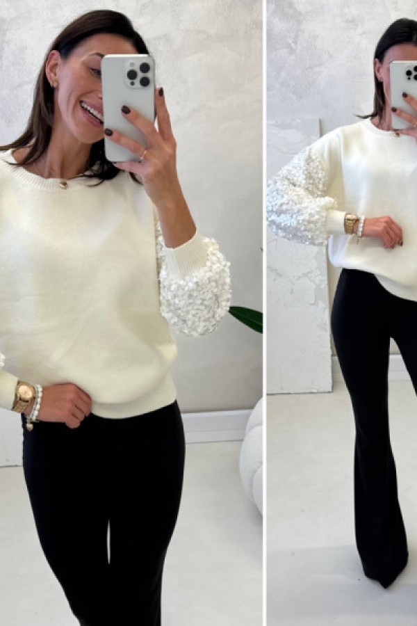Sweter cekinkowe rękawy