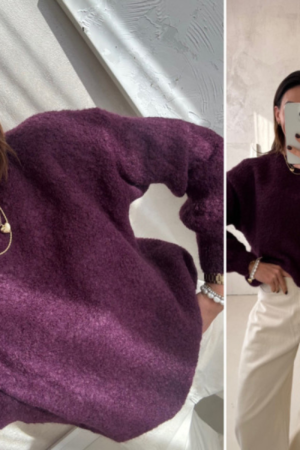 Sweterek kid moher - śliwka