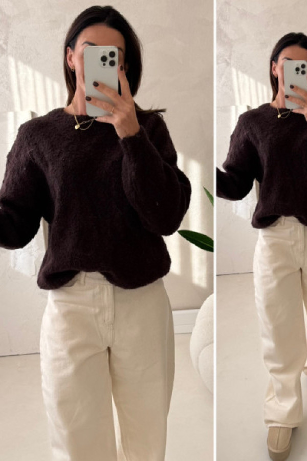 Sweterek kid moher - czekoladowy