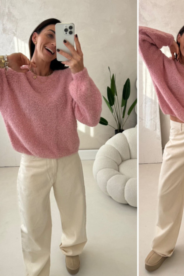 Sweterek kid moher - różowy