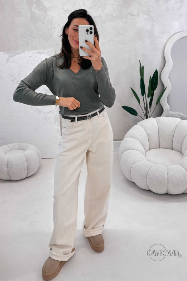 Sweterek w serek smooth - pistacja