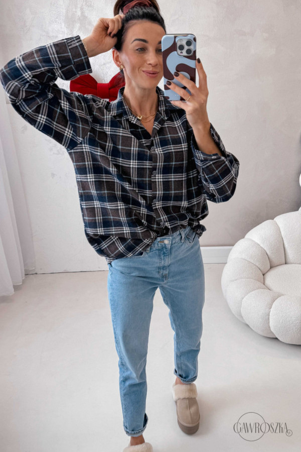 Koszula w kratę - niebieska