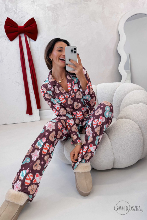 Piżamka sweet długa - czekoladowa