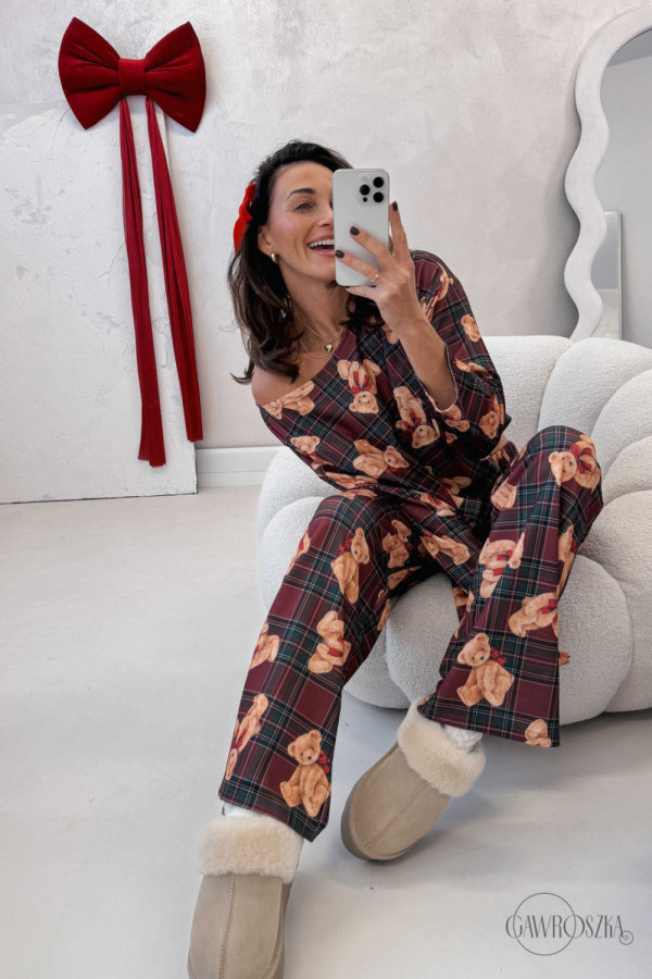 Piżamka sweet długa ii - misie z kokardką