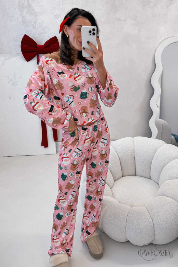 Piżamka sweet długa ii - różowa