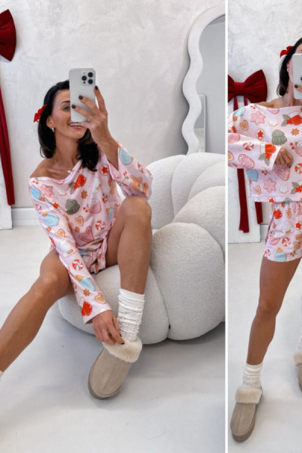 Piżamka sweet krótka ii - różowa jasna