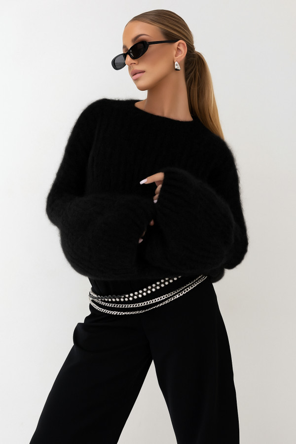 Sweter super kid moher yarn aurelia czarny